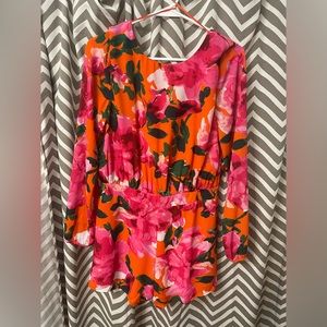 NWT 🔥 lg Romper En Crème orange floral